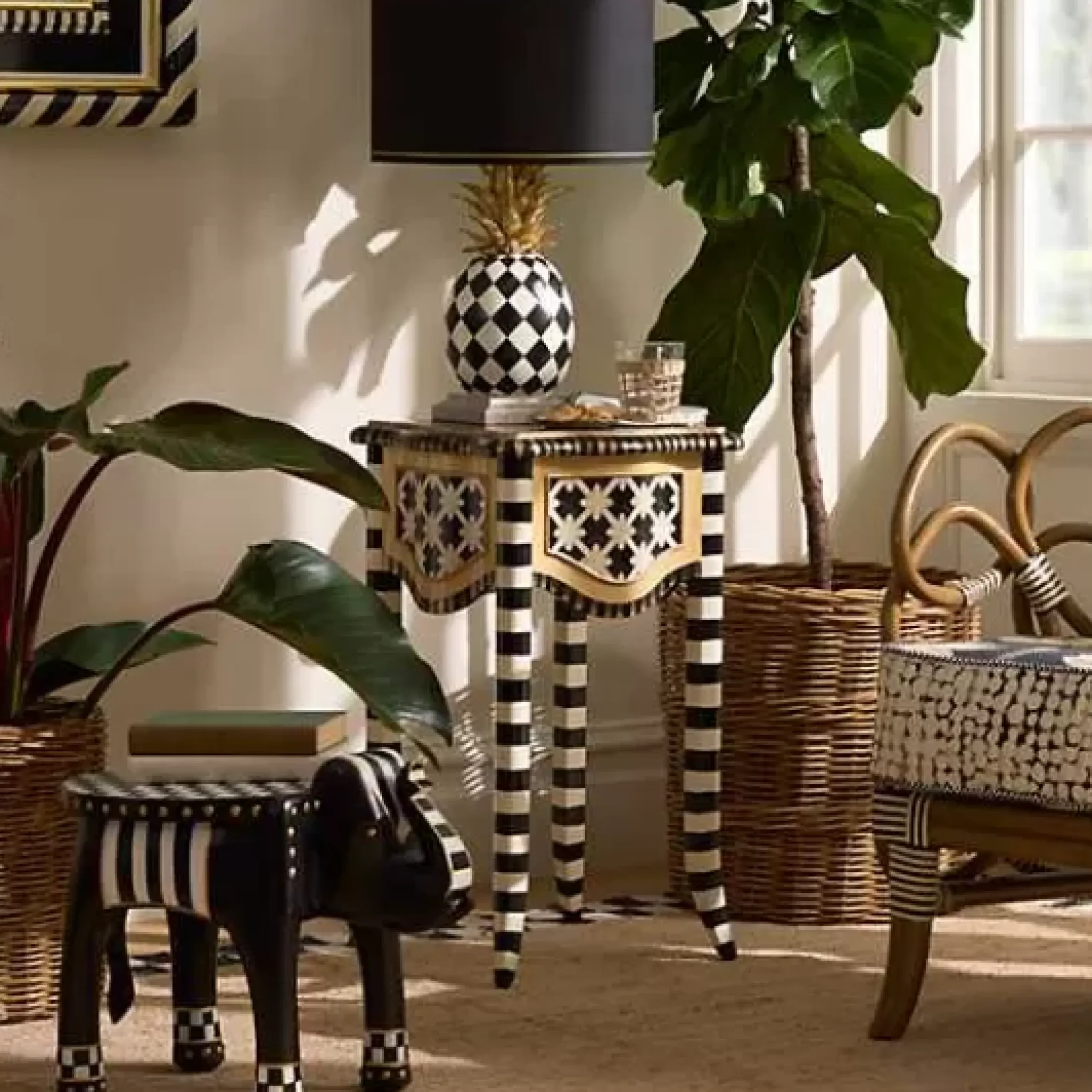 MacKenzie-Childs Wild Indoors Accent Table< Entryway Furniture|Living Room