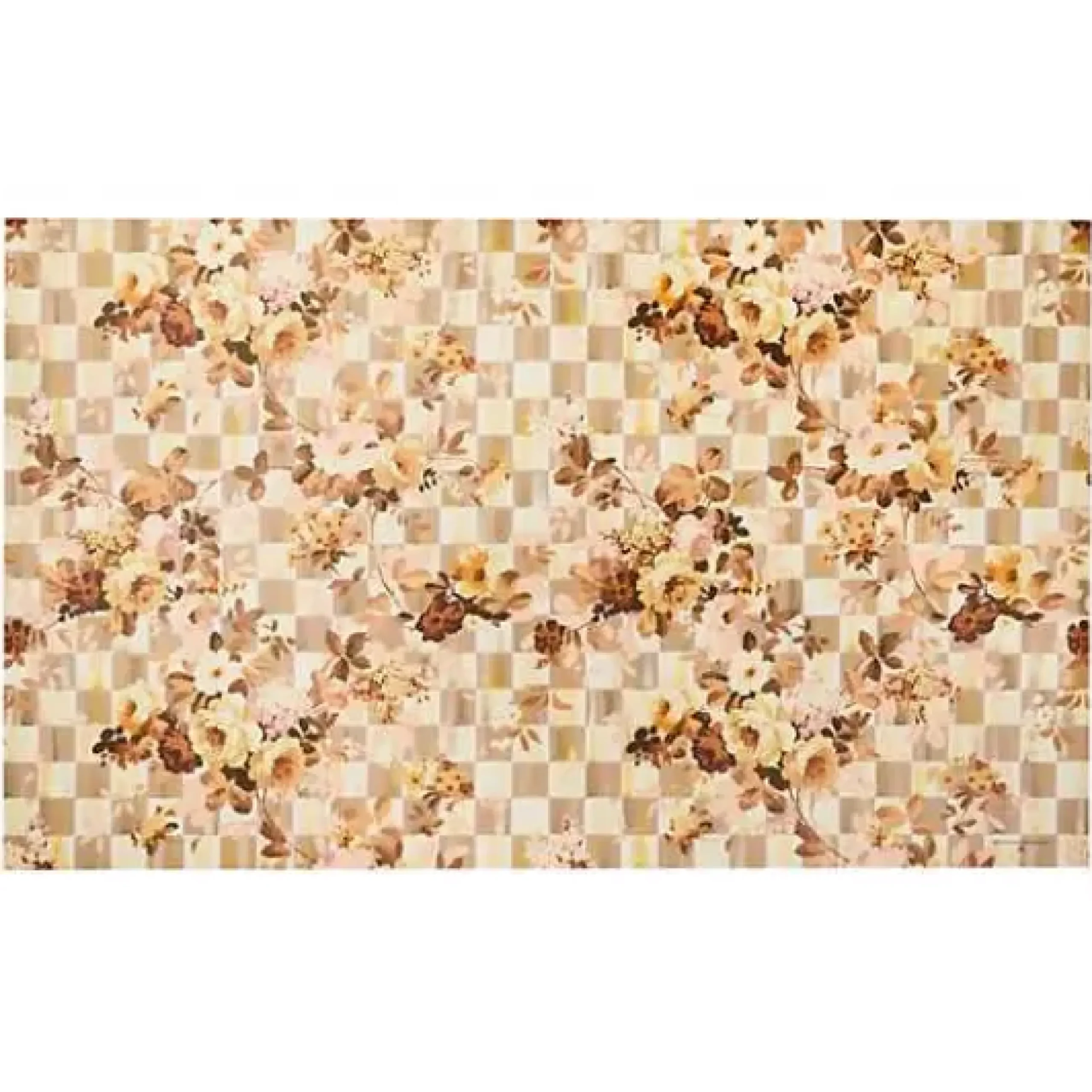 MacKenzie-Childs Wild Rose Floral Check 3' x 5' Floor Mat< Rugs