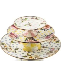 MacKenzie-Childs Wildflowers Blue Large Pedestal Platter< Serveware