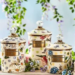 MacKenzie-Childs Wildflowers Green Large Canister< Kitchen Storage & Organization