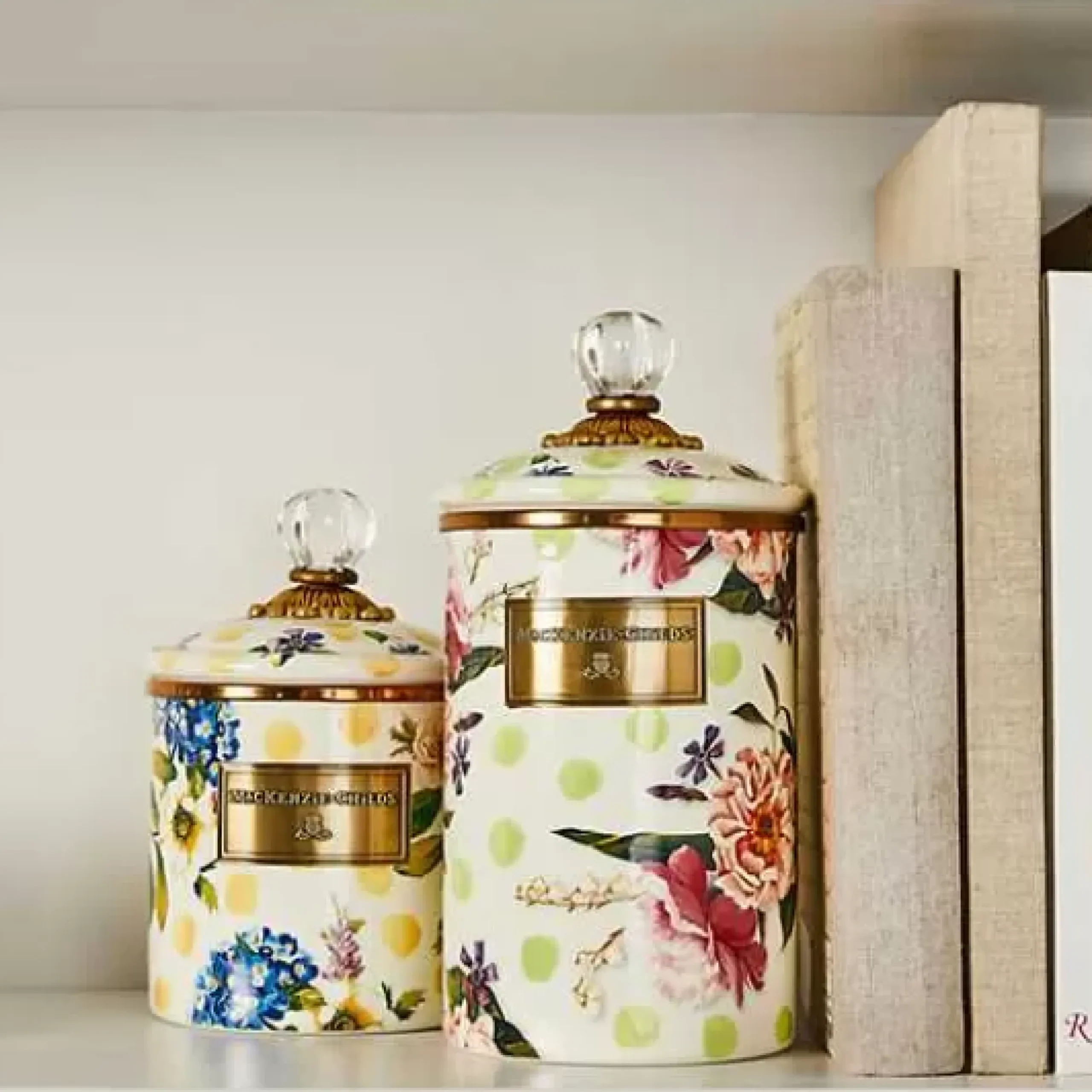 MacKenzie-Childs Wildflowers Green Large Canister< Kitchen Storage & Organization