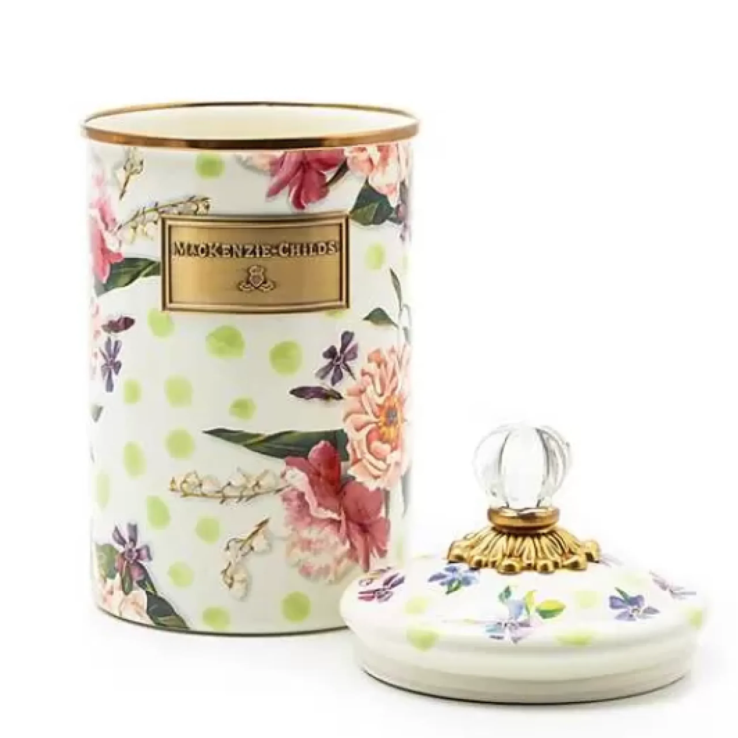 MacKenzie-Childs Wildflowers Green Large Canister< Kitchen Storage & Organization
