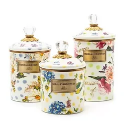 MacKenzie-Childs Wildflowers Green Large Canister< Kitchen Storage & Organization