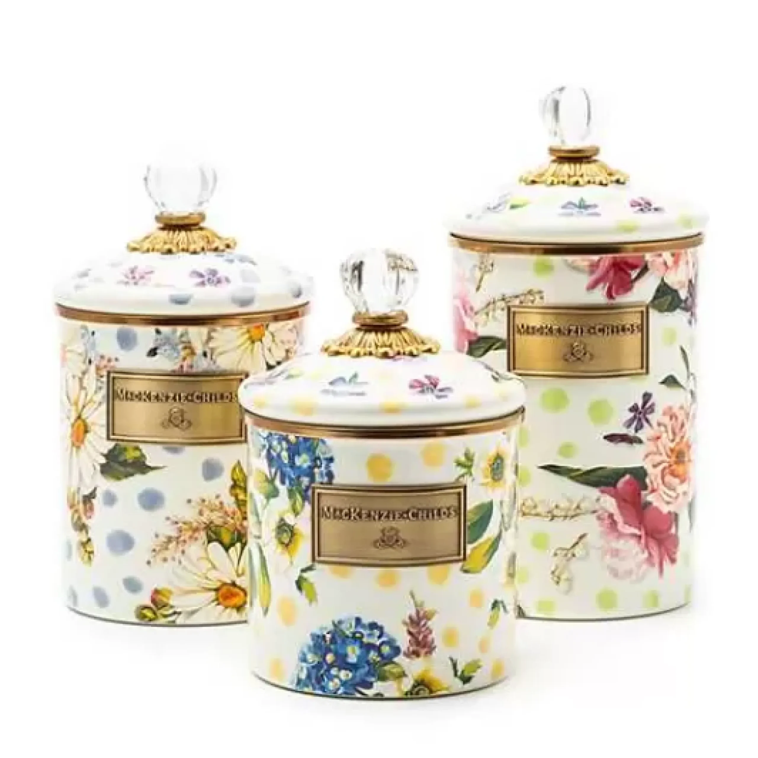 MacKenzie-Childs Wildflowers Green Large Canister< Kitchen Storage & Organization