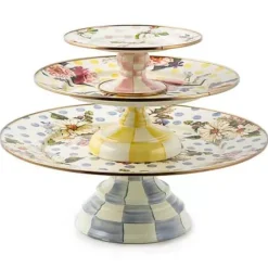MacKenzie-Childs Wildflowers Pink Mini Pedestal Platter< Serveware