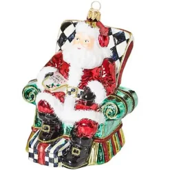 MacKenzie-Childs Wish List Santa Glass Ornament< Holiday