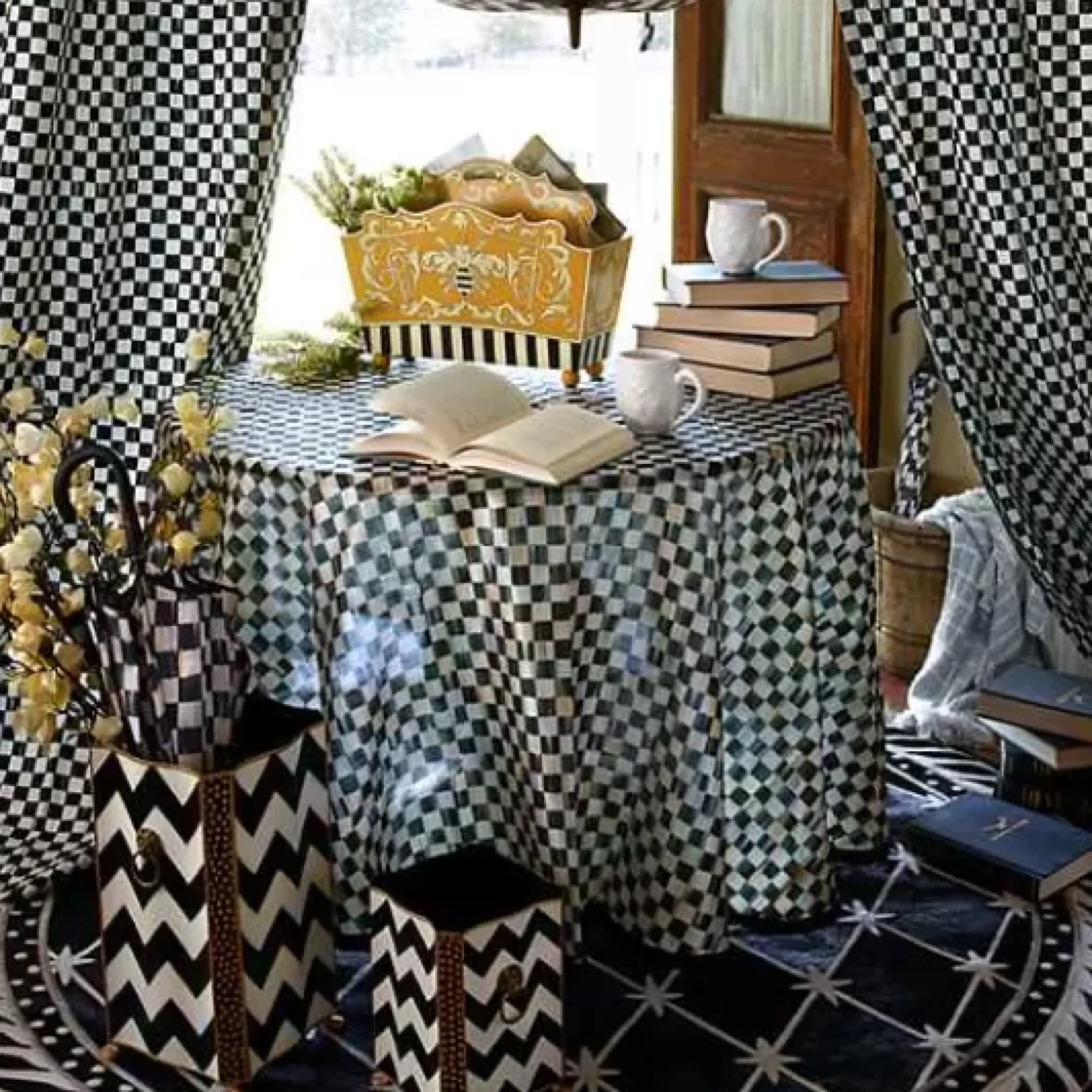 MacKenzie-Childs Zig Zag Waste Bin< Bath & Bath Accessories|Room Accents